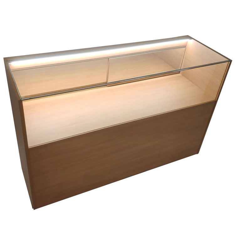 Factory For Wood Jewelry Display Case - Cheery veneer glass display counter with top section side LED strip | OYE – OYE