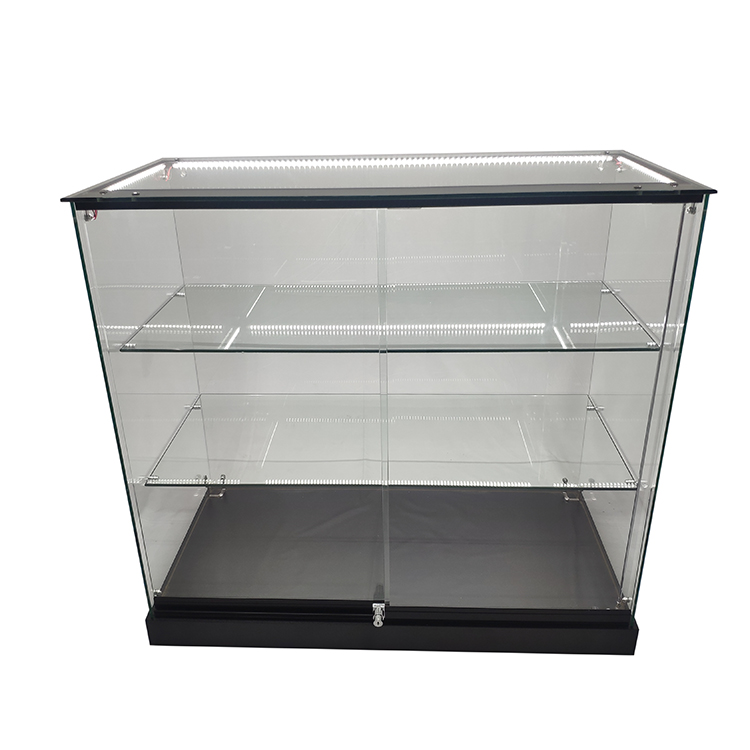 Commercial glass display case with tempered glass,2 shelf