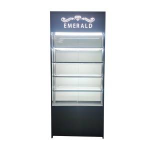 Jewelry display case lighting with Storage cupboard  1100mm High with 4 shelves,black  |  OYE