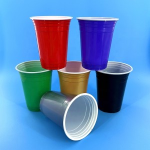 ราคาถูกคุณภาพสูงสีต่างๆที่กำหนดเองเบียร์โป่งเกมเทศกาลถ้วยพลาสติก 16 ออนซ์พลาสติกถ้วยสีแดง