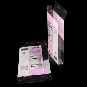 Anpassad trycklogotyp Vikbar genomskinlig PET-plastlåda Transparent Tuck Box för godisförpackningslåda