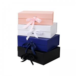 High Quality Customized Size and Color One-piece Hard Folding Gift Box With A Bowknot Ribbon