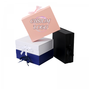 High Quality Customized Size and Color One-piece Hard Folding Gift Box With A Bowknot Ribbon