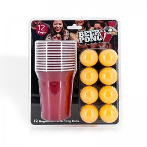 Bier-Pong-Spiel-Set, Trinkbecher, Pong-Bälle, Partyspiel für Erwachsene, 12-teiliges Set