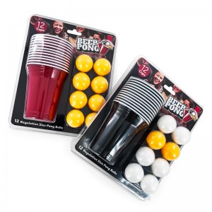 Beer Pong Set 24 PCS American Novelty Drinking Game 12Cups and 12 Orange Balls