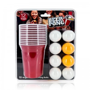 סט בירה פונג 24 יחידות משחק שתייה אמריקאי חידוש 12 כוסות ו-12 כדורים כתומים