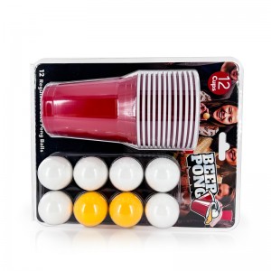 Npias Pong Teeb 24 PCS American Novelty Drinking Game 12Cups thiab 12 Orange Balls