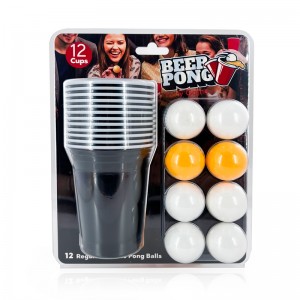 Juego de Beer Pong, 24 piezas, juego de beber novedoso americano, 12 tazas y 12 bolas de color naranja