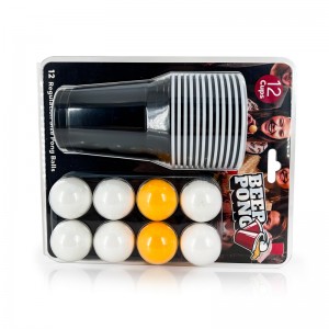 Beer pong készlet 24 db-os amerikai újszerű ivójáték, 12 csésze és 12 narancssárga golyó