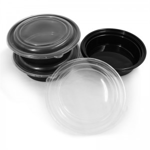 Round Plastic Food Container-Black Base/Clear Lid