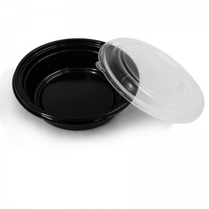 Round Plastic Food Container-Black Base/Klè kouvèti