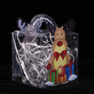 Christmas Candy Box Plastic Clear Gift Boxes Christmas Weddings Party Favors Boxes Xmas Holiday Party Treat Cookies Gift Box with Butterfly Bow Handle for Winter Holiday New Year Party