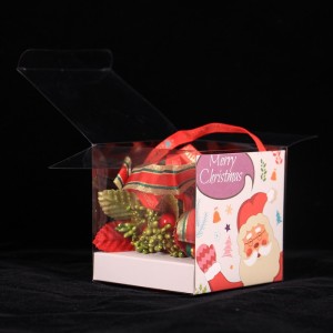 Божиќна кутија за бонбони Пластични проѕирни кутии за подароци Божиќни свадбени фаворити Кутии за божиќна празнична забава за колачиња Кутија за подарок со рачка со машна пеперутка за новогодишна забава за зимски празници