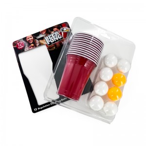 Wholesale disposable custom logo plastic 16oz party cup drinking game 12pack balls cups kit beer pong set