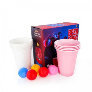 סט משחקי בירה פונג עם 24 חתיכות כוסות ו-8 חתיכות כדורים עבור כוס מסיבה של 16 oz