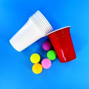 Poceni visokokakovostni plastični kozarci različnih barv po meri festivala Beer Pong, 16oz plastični rdeči kozarci za zabave