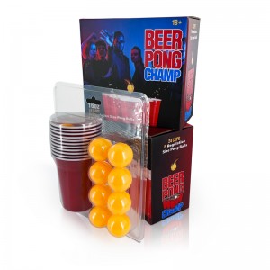 Custom brand beer pong balls 12pcs plastic red blue 16oz plastic cups custom beer pong sets