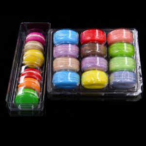 Barato nga custom plastic disposable 6 12 packs macaroon box clear blister packaging with lid