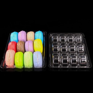 Cheap custom plastic disposable 6 12 packs macaroon box clear blister packaging with lid