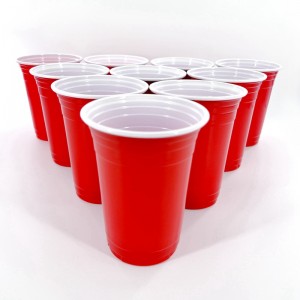 Aṣa Logo osunwon Party isọnu 16oz Red Black Clear Custom Plastic Juice Party Cup