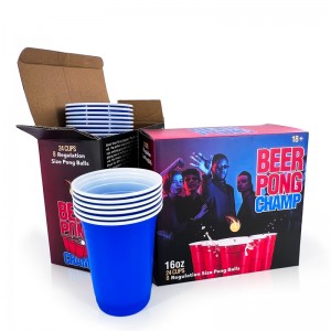 Tersuai Boleh Digunakan Semula 16oz merah 24 cawan parti Set Beer Pong Permainan Minum Luaran