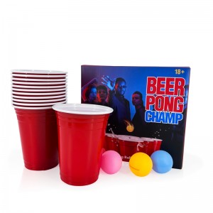 Tersuai Boleh Digunakan Semula 16oz merah 24 cawan parti Set Beer Pong Permainan Minum Luaran