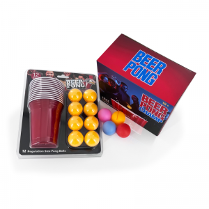 Bola bir pong merek khusus 12 buah gelas plastik merah biru 16oz gelas plastik set bir pong khusus