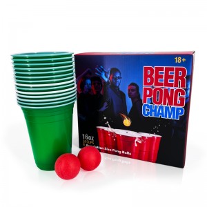 מותאם אישית לשימוש חוזר 16 oz אדום 24 כוסות מסיבה ביר פונג סט משחקי שתייה חיצוניים
