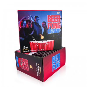 Mukautetut uudelleenkäytettävät 16 unssin punaiset 24 juhlakupit Beer Pong Set Outdoor Drinking Games