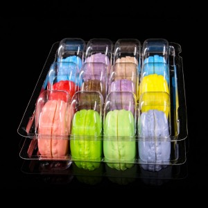 Barato nga custom plastic disposable 6 12 packs macaroon box clear blister packaging with lid