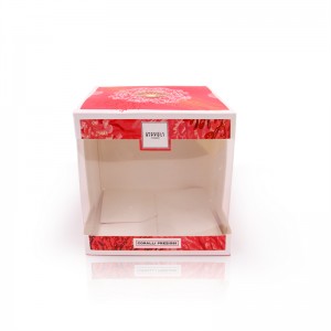 جعبه پنجره مقوایی مربعی چند اندازه بسته بندی جعبه های کاغذی هدیه با پنجره پی وی سی برای شیرینی کیک