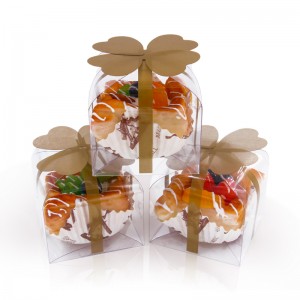 Lebokose la Custom Small Square Transparent ClearPET PVC Packaging Plastic Party Favour For Cupcake
