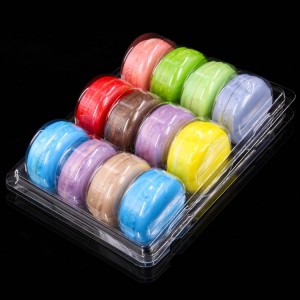 Cheap custom plastic disposable 6 12 packs macaroon box clear blister packaging with lid