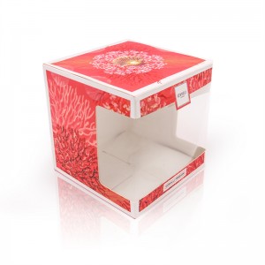 Kuti dritareje kartoni me shumë madhësi katrore Kuti letre për dhurata Kuti letre me dritare pvc për ëmbëlsira ëmbëlsirash