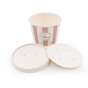 Microwaveable Biodegradable Custom Tejede Kraft Paper Bowl ounje package poku owo apoti iṣakojọpọ ounje