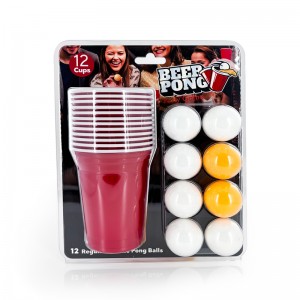 Veleprodajni plastični logotip za enkratno uporabo, 16 oz, igra za pitje, 12 paketov žogic, komplet skodelic za pivski pong