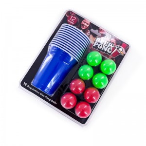 Veleprodaja za jednokratnu upotrebu prilagođeni logotip plastične 16oz party šalica za piće igra 12pack loptice čaše komplet pivski pong set