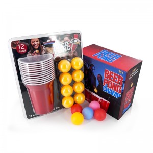 အမေရိကန်အနီရောင်ဂိမ်း 12 Pack Beer Pong Set တခါသုံးအထူအအေးနှင့် ပူပူနွေးနွေး ပလပ်စတစ်ဖျော်ရည်ပါတီခွက်များ