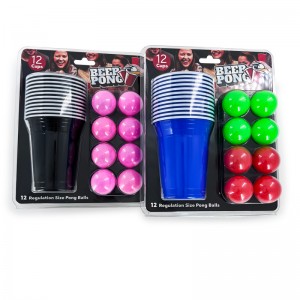 Wholesale Customized Logo Reusable 16 Oz Plastic Disposable PP Cups Custom 8 Beer pong Balls Set Beer Pong Party Cups Red Cup