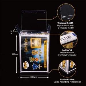 Kohandatud läbipaistev PET PVC plastikust pakkekarp plastikust kaitsja Funko Pop Box kokkuklapitav kast automaatse lukustusega