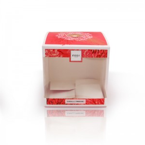 Viacrozmerná štvorcová kartónová škatuľka s okienkom Balenie darčekových papierových škatúľ s PVC okienkom na cukrovinky