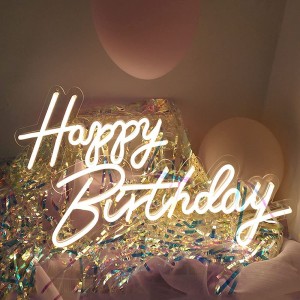 Drop Shipping Tsy misy MOQ Waterproof Happy Birthday Customized Acrylic Led Letter Light Neon Sign Custom ho an'ny Krismasy