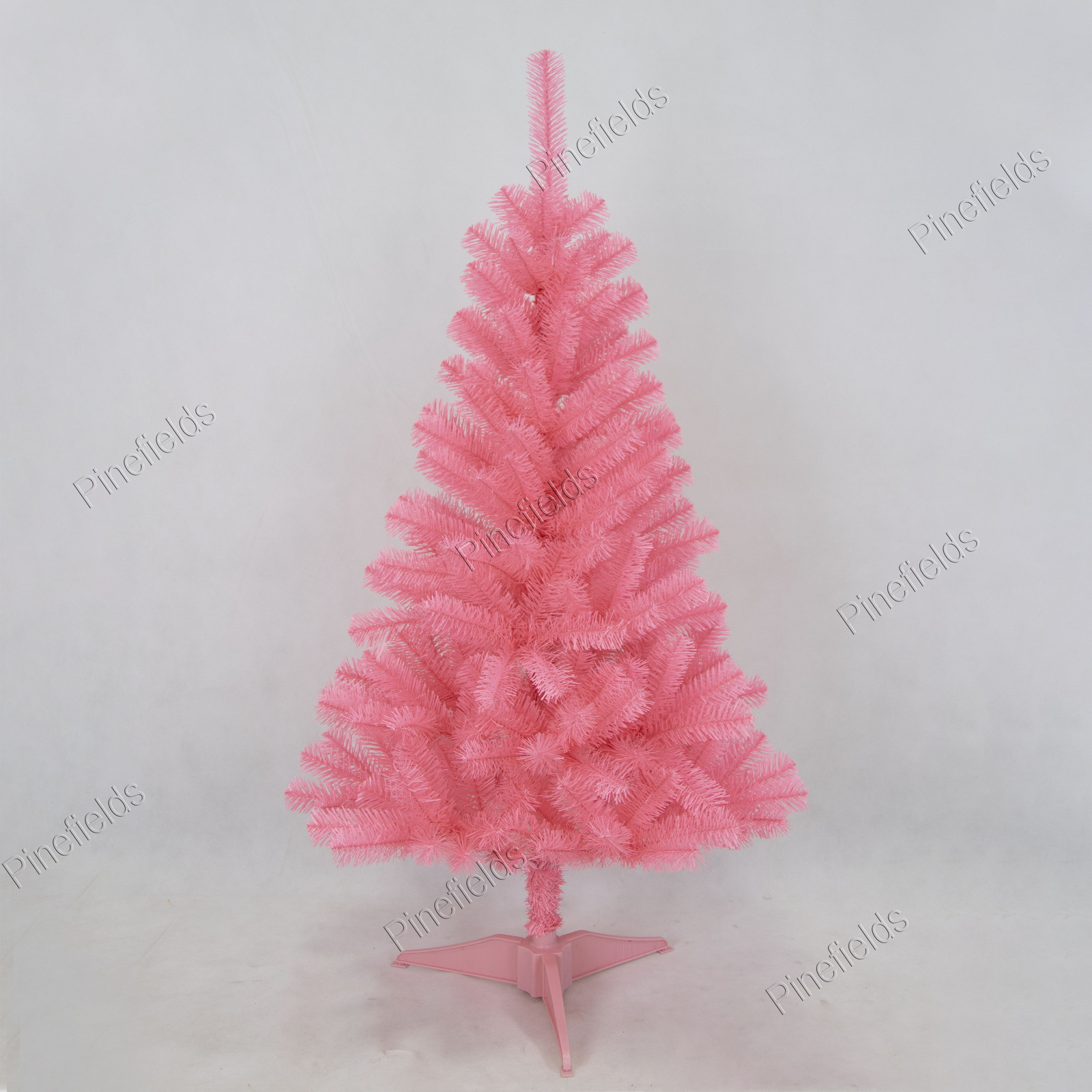 Artificial Christmas Tree, Pink Christmas Tree, 4 ft Christmas Tree, PVC Tips,  Wrapped,  Plastic Base.#CCPV-49B234PK