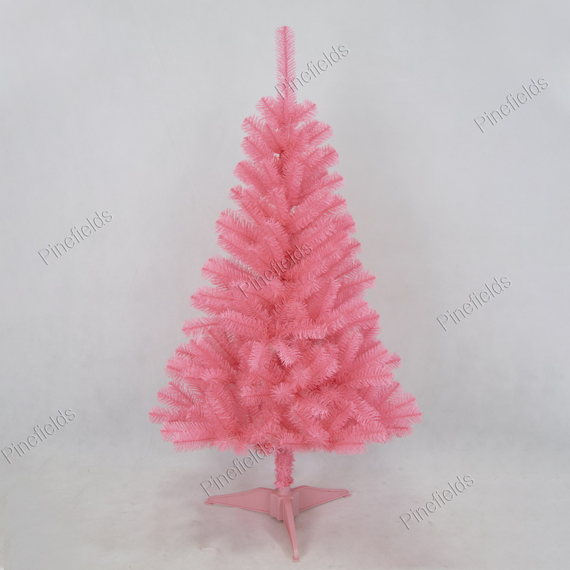 Artificial Christmas Tree, Pink Christmas Tree, 4 ft Christmas Tree, PVC Tips,  Wrapped,  Plastic Base.#CCPV-49B234PK