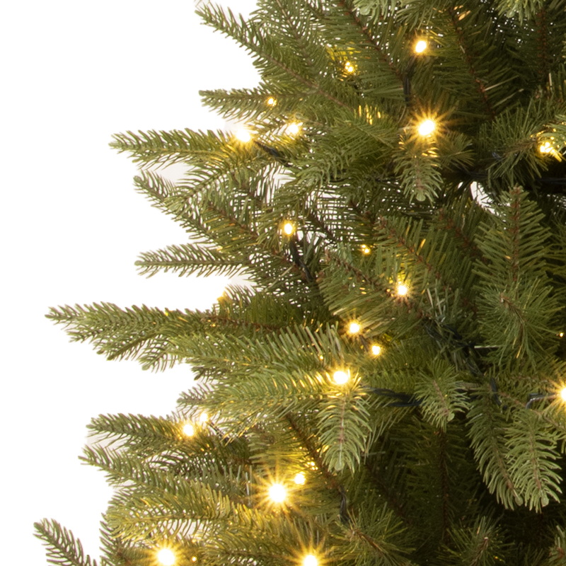 Artificial Christmas Tree, Prelit Christma Tree, 7 ft Christmas Tree With Lights, PE Mixed Tips,  Hinge,  Metal Base.#GLPE-85J2022GM-300L