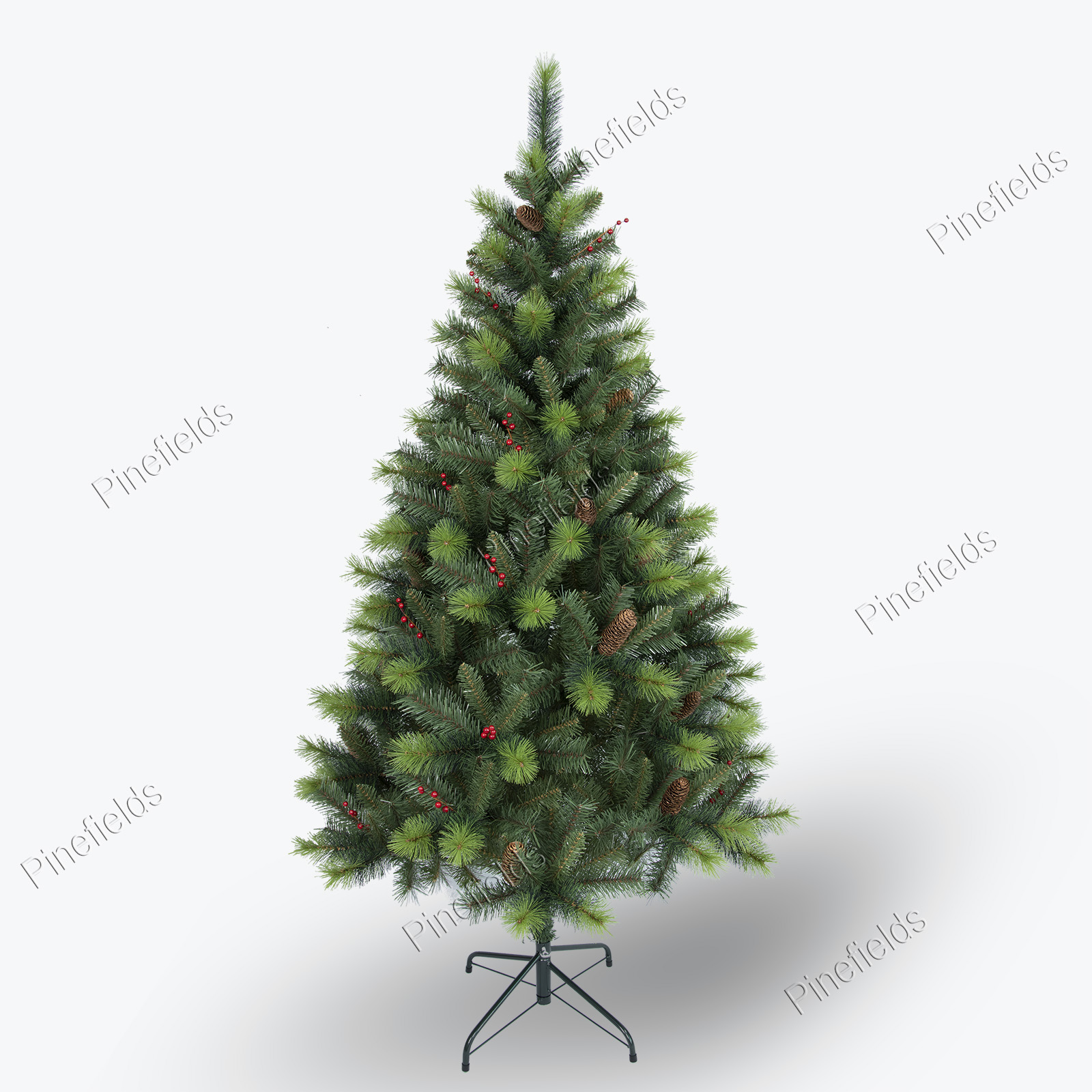 人造圣诞树，季节性节日装饰树，6 英尺圣诞树，混合针尖，包裹，金属底座。#GWSZ-72B531GM-BC