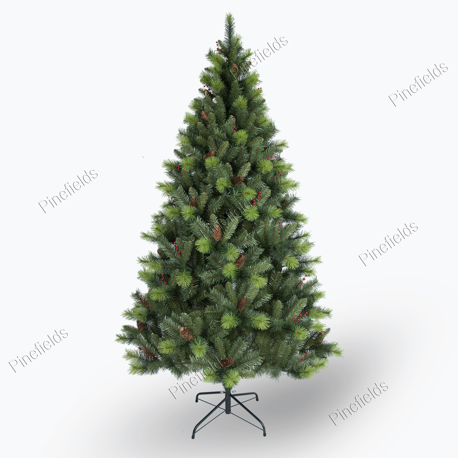 Artificial Christmas Tree, 7 ft Christmas Tree, Needle Mixed Tips,  Wrapped,  Metal Base.#GWSZ-84B787GM-BC