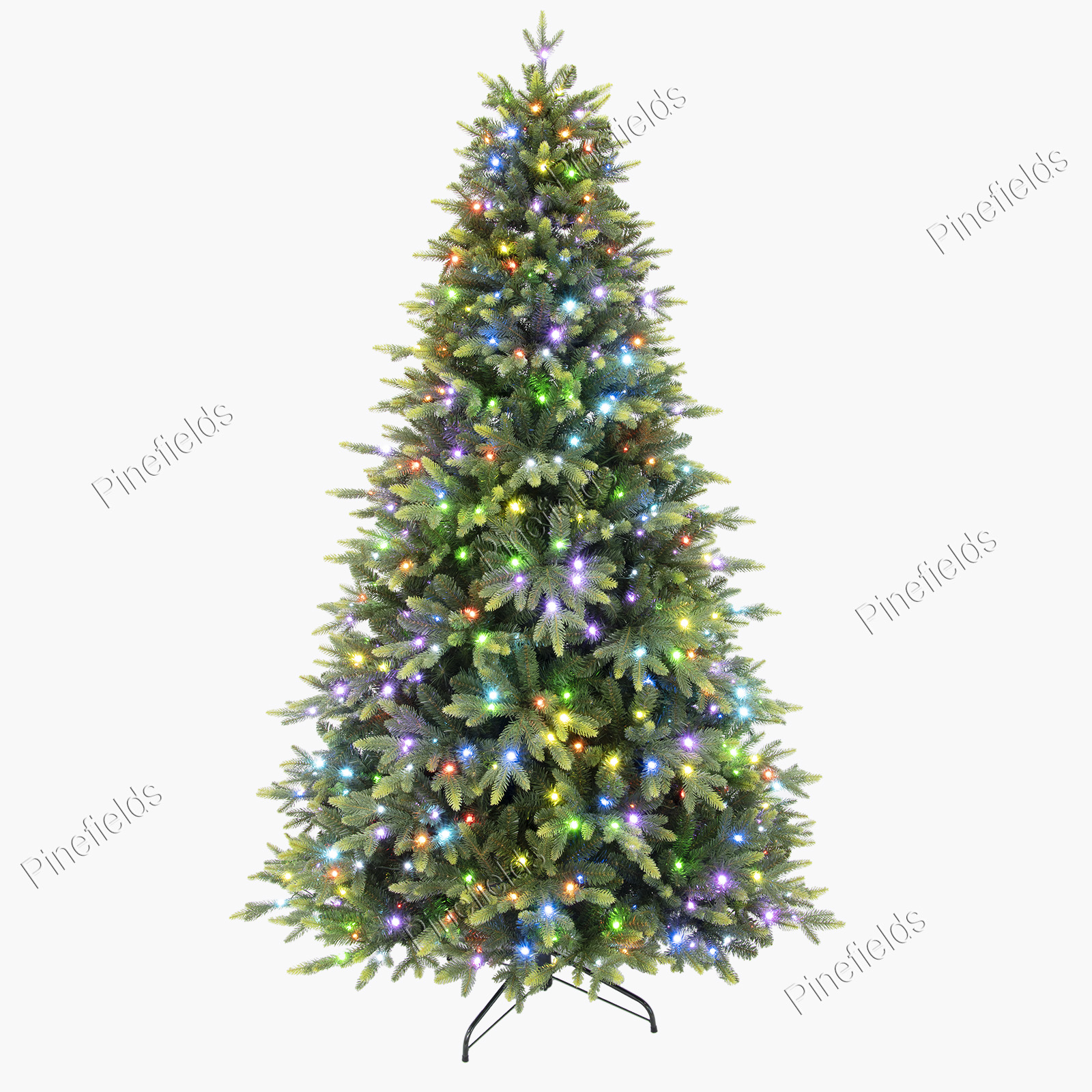 Artificial Christmas Tree, Prelit Christma Tree, 7.5 ft Christmas Tree With Color Changing Lights, PE Mixed Tips,  Hinge,  Metal Base.#HYPE-90J2888GM(-550L)