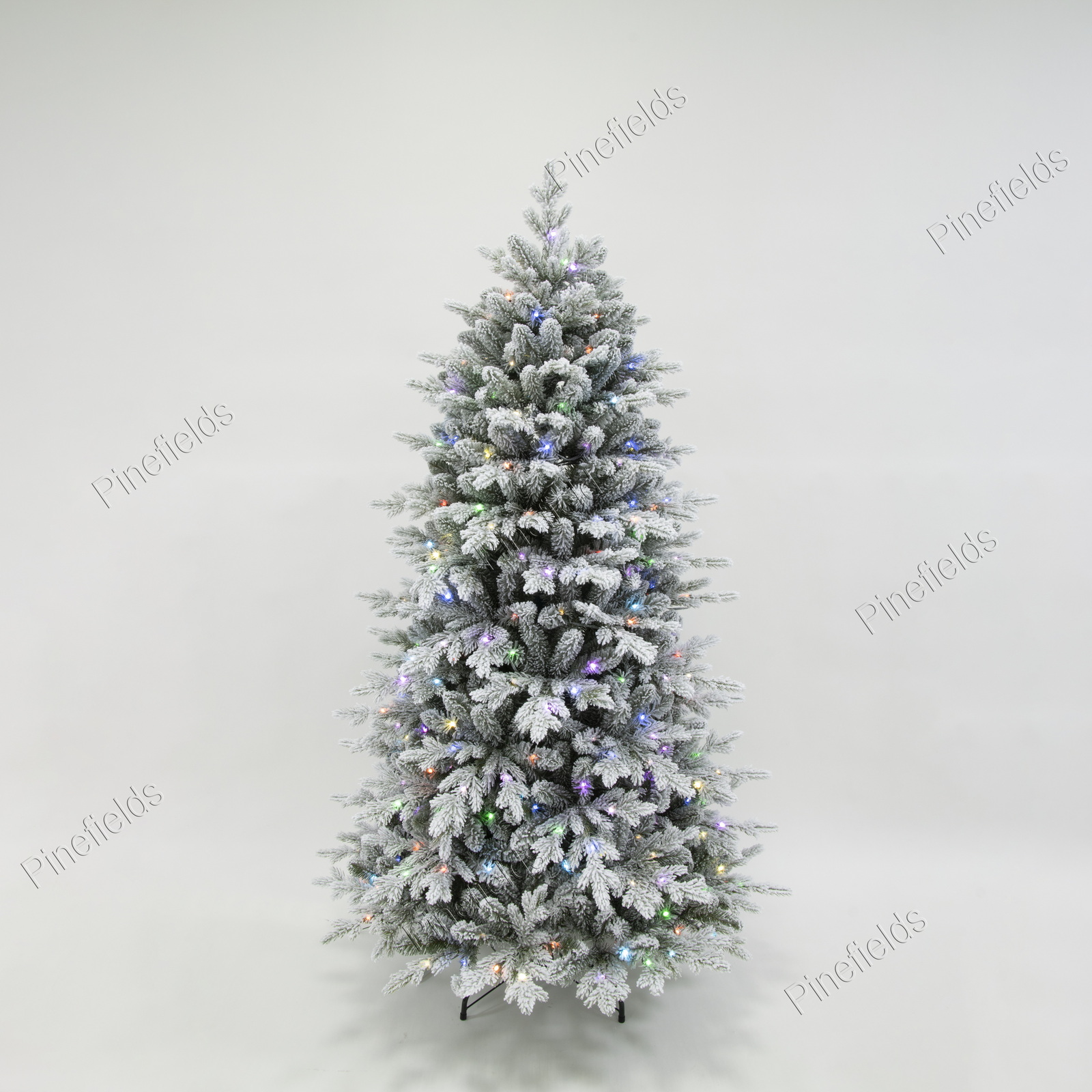Artificial Christmas Tree, Flocking,with rgbw lights,6 ft multifunctional Christmas Tree,PE Mixed Tips, Hinge,  Metal Base.#HYPEM-72J1813GM-300LWZ