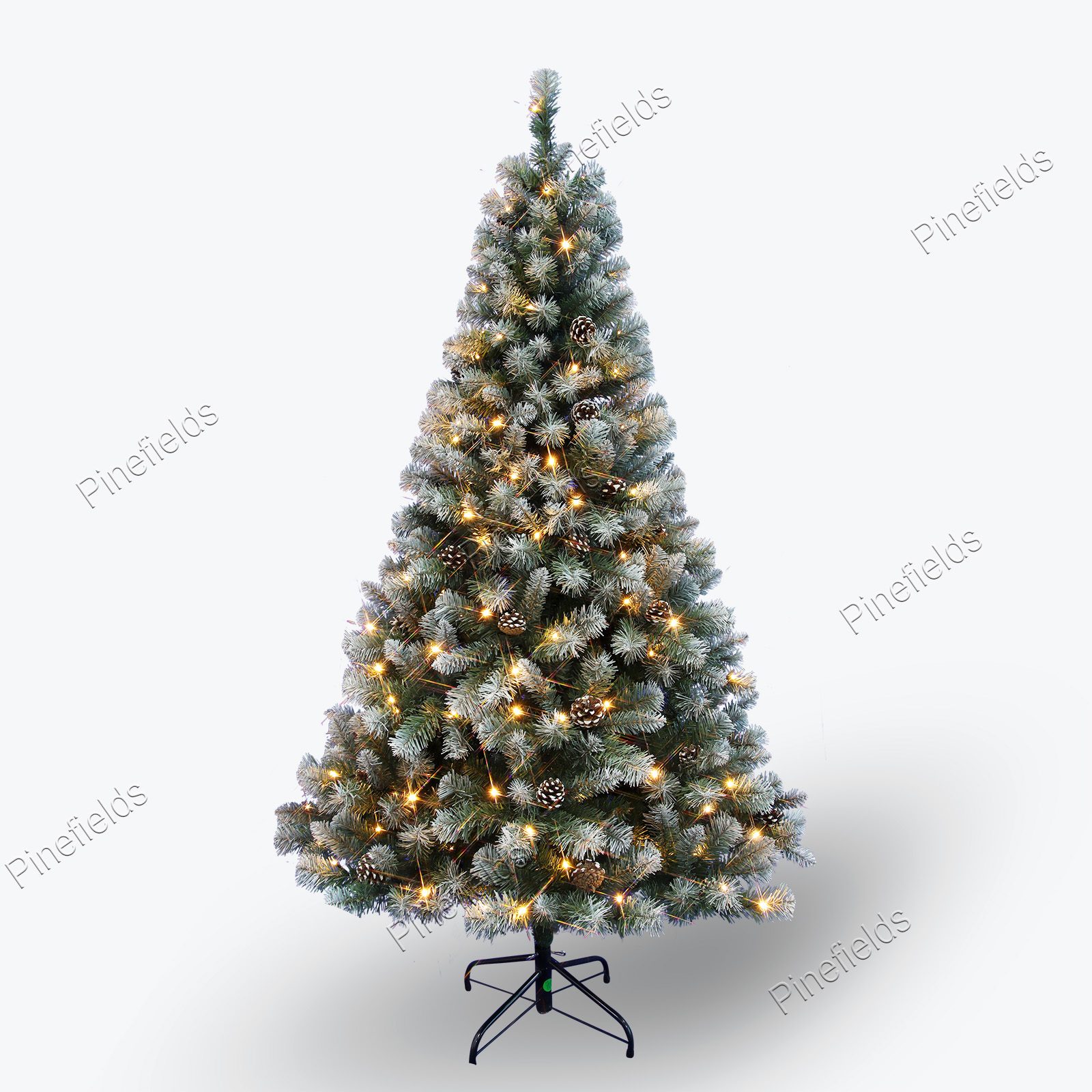 Artificial Christmas Tree, Prelit Christma Tree, 6 ft Christmas Tree With Lights, PVC Tips,  Hinge,  Metal Base.#IEPV-72B670GM-CP(-150L)